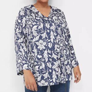 Lane Bryant Navy and White Patterned Tunic